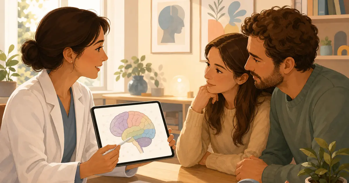 HCFC1 gene variants, autism, ADHD, and unusual brain findings